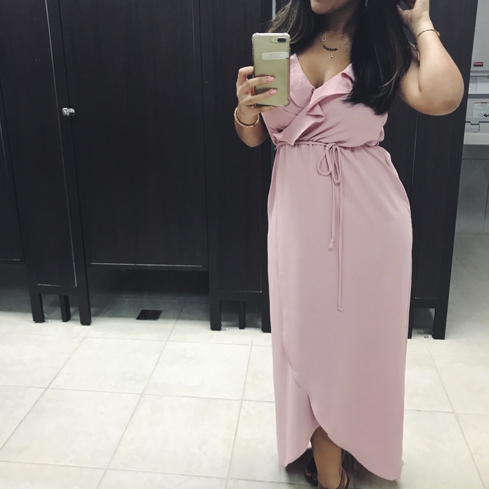 Pink Strappy Wrap Dress